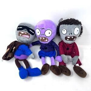 Plants vs Zombies Plush Window Cling Lot of 3 Burglar Robber Suit 11"